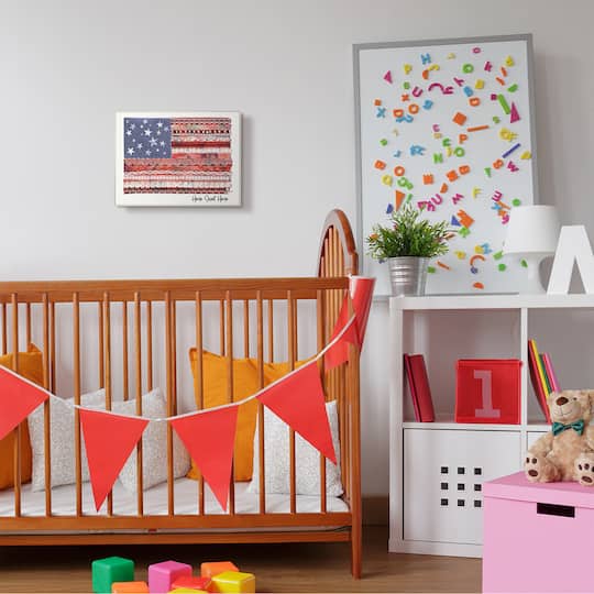 Stupell Industries Home Sweet Home Phrase Lace Pattern American Flag Wall Plaque